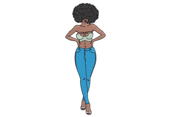 African Girl in Blue Jeans Embroidery Review
