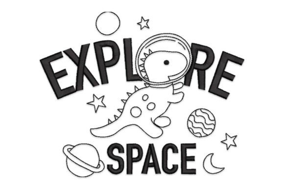 Cute Astronaut Dinosaur for Holiday Embroidery
