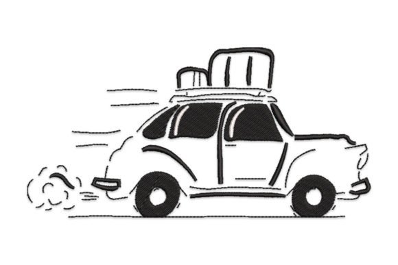 Retro Car with Luggage Embroidery Review